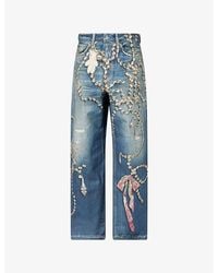 Acne Studios - Graphic-Print Wide-Leg Denim Jeans - Lyst
