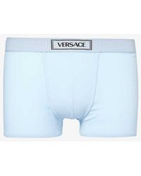 Versace - Logo-waistband Stretch-cotton Trunk - Lyst