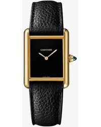 Cartier - Crwgta0160 Tank Louis 18ct Yellow-gold, Sapphire And Leather Quartz Watch - Lyst