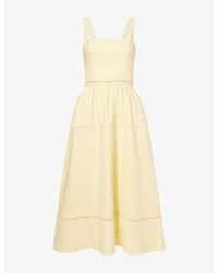 Reformation - Everett Square-Neck Linen Midi Dress - Lyst