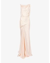 Victoria Beckham - Cloud Asymmetric-Drape Silk-Jacquard Gown - Lyst