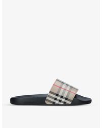 Burberry - Furley Checked Sliders - Lyst