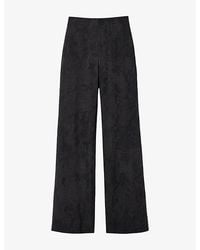 Because Of Alice - Botanical-Jacquard Wide-Leg Mid-Rise Cupro Trousers - Lyst