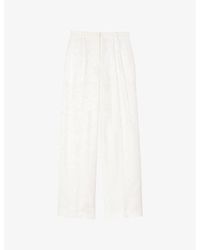 Sandro - Floral-Pattern Straight-Leg Woven Trousers - Lyst