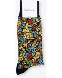Paul Smith - Floral-pattern Cotton-blend Knitted Socks - Lyst