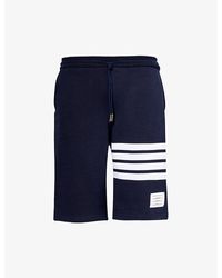 Thom Browne - Four-bar Brand-patch Regular-fit Cotton-jersey Shorts - Lyst