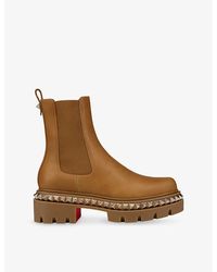 Christian Louboutin - St Emilia Pyraclou Flat Leather Boots - Lyst