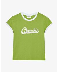 Claudie Pierlot - Logo-embroidered Cotton T-shirt - Lyst