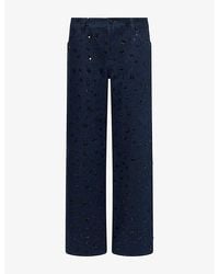 FRAME - Embellished Saturday Straight-Leg Low-Rise Denim Jeans - Lyst