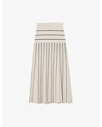 Reiss - Alice Stripe Pleated Knitted Midi Skirt - Lyst