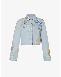 KENZO - Floral-embroidered Chest-pocket Denim Jacket - Lyst