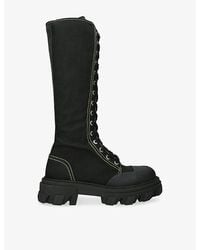 Ganni - Trail Canvas Knee-High Boots - Lyst
