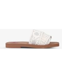 Chloé Woody Logo Canvas Slide in Pink - Save 58% | Lyst Canada