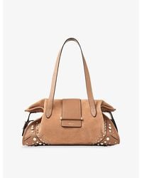 Jimmy Choo - Bar Holdall Medium Stud-Embellished Suede Shoulder Bag - Lyst