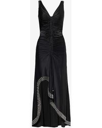 Rabanne - Ruched Slim-fit Stretch-woven Maxi Dress - Lyst