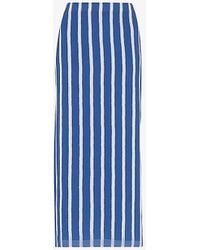 Whistles - Crinkle Stripe-print Woven Midi Skirt - Lyst