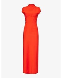 Alaïa - High-neck Slim-fit Stretch-knit Maxi Dress - Lyst