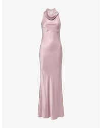 Oude Waag - Cowl-Neck Bias-Cut Satin Maxi Dress - Lyst