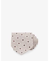 Reiss - Vito Square Medallion-Print Cotton And Silk Tie - Lyst