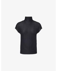 Issey Miyake - High-Neck Pleats Knitted Shirt - Lyst