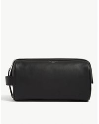 Sandro Grained Leather Wash Bag - Black