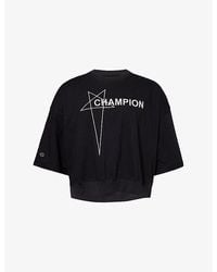 Rick Owens - X Champion Tommy Cropped Cotton-Jersey T-Shirt - Lyst
