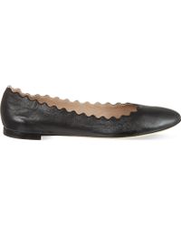 Chloé Lauren Black Leather Ballet Flats