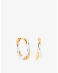 Astrid & Miyu - Crossover Illusion Twist Mixed Metal 18Ct- And Rhodium-Plated Sterling- Huggie Hoop Earrings - Lyst
