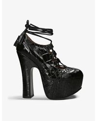 Vivienne Westwood - Elevated Ghillie Croc-embossed Leather Platform Sandals - Lyst