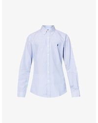 Polo Ralph Lauren - Long-Sleeved Logo-Embroidered Slim-Fit Stretch Cotton-Poplin Shirt - Lyst
