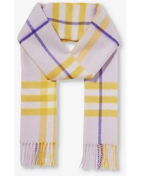 Burberry - Giant Check Fringed-trim Cashmere Scarf - Lyst