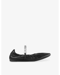 Jimmy Choo - Jade Ruched Leather Ballerina Flats - Lyst