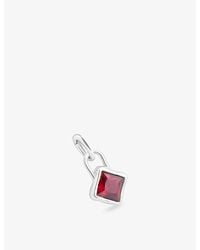Astrid & Miyu - January Birthstone Rhodium-Plated Sterling- And Garnet Charm - Lyst