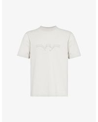Emporio Armani - Logo-embroidered Cotton-jersey T-shirt - Lyst