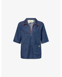 Valentino - Camicia V-Logo Mini Denim Dress - Lyst