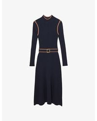Reiss - Ella Colour-Block Stretch-Knit Midi Dress - Lyst