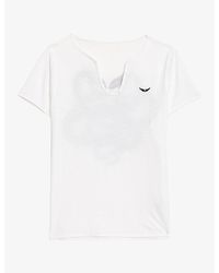 Zadig & Voltaire - Snake-Print Rhinestone-Embellished Cotton T-Shirt - Lyst