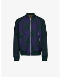 Burberry - Checked-pattern Reversible Twill Bomber Jacket - Lyst