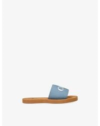 Chloé - Logo-Print Woven Slides - Lyst