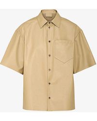 Prada - Short-sleeved Spread-collar Boxy-fit Leather Shirt - Lyst