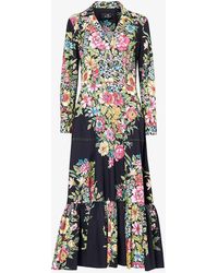 Etro - Floral-pattern Gathered-hem Cotton Maxi Dress - Lyst