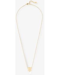 Givenchy - Logo-engraved Pearl-embellished Brass Pendant Necklace - Lyst