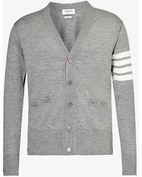Thom Browne - Four-bar V-neck Wool-knitted Cardigan - Lyst