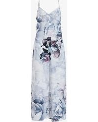 AllSaints - Bryony Valley Floral-print Recycled-polyester Midi Slip Dress - Lyst