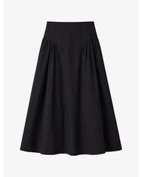 Ro&zo - Gathered High-Rise Cotton Midi Skirt - Lyst