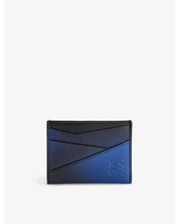 Loewe - Vy Blue Puzzle Edge Brand-debossed Leather Card Holder - Lyst