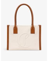Christian Louboutin - By My Side Small Cotton-canvas And Leather Tote Bag - Lyst