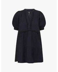 ME+EM - Cheesecloth-Lace Short-Sleeve Cotton Mini Dress - Lyst