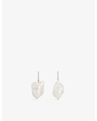Mateo - Baroque 14ct Yellow-gold, Pearl And Diamond Drop Earrings - Lyst