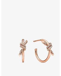 Tiffany & Co. - Tiffany Knot 18Ct Rose- 0.18Ct Round-Brilliant Pavé Diamond Hoop Earrings - Lyst
